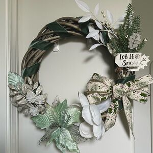 Festive Green and White Holiday Wreath